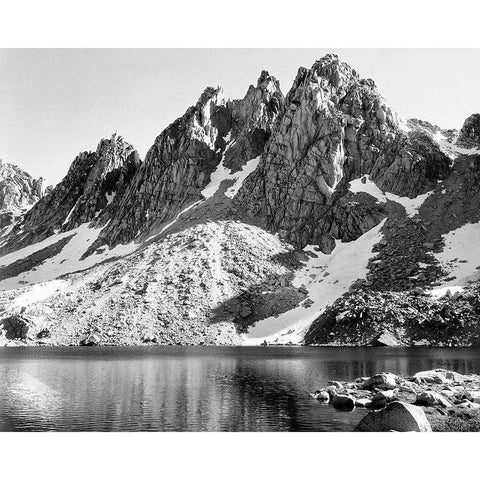 Kearsarge Pinnacles, Kings River Canyon,  proposed as a national park, California, 1936 Black Modern Wood Framed Art Print with Double Matting by Adams, Ansel