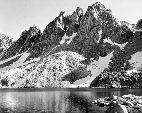 Kearsarge Pinnacles, Kings River Canyon,  proposed as a national park, California, 1936 White Modern Wood Framed Art Print with Double Matting by Adams, Ansel