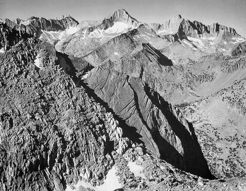 Mt. Brewer, Kings River Canyon,  proposed as a national park, California, 1936 Black Ornate Wood Framed Art Print with Double Matting by Adams, Ansel