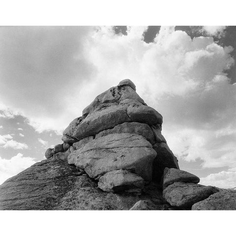 Rock and Cloud, Kings River Canyon,  proposed as a national park, California, 1936 White Modern Wood Framed Art Print by Adams, Ansel