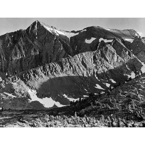 Peak above Woody Lake, Kings River Canyon,  proposed as a national park, California, 1936 Gold Ornate Wood Framed Art Print with Double Matting by Adams, Ansel