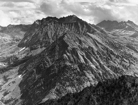 From Windy Point, Middle Fork, Kings River Canyon, proposed as a national park, California, 1936 White Modern Wood Framed Art Print with Double Matting by Adams, Ansel