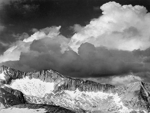 Clouds - White Pass, Kings River Canyon, proposed as a national park, California, 1936 White Modern Wood Framed Art Print with Double Matting by Adams, Ansel