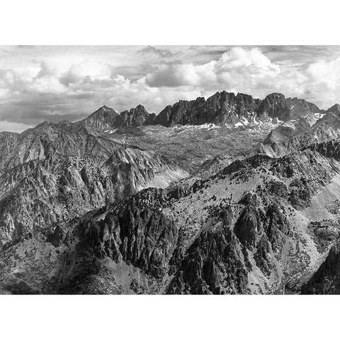 North Palisade from Windy Point, Kings River Canyon, proposed as a national park, California, 1936 Black Modern Wood Framed Art Print with Double Matting by Adams, Ansel