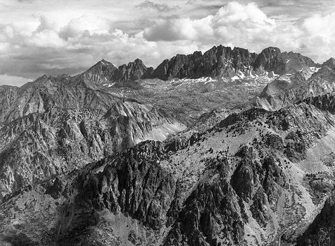 North Palisade from Windy Point, Kings River Canyon, proposed as a national park, California, 1936 White Modern Wood Framed Art Print with Double Matting by Adams, Ansel