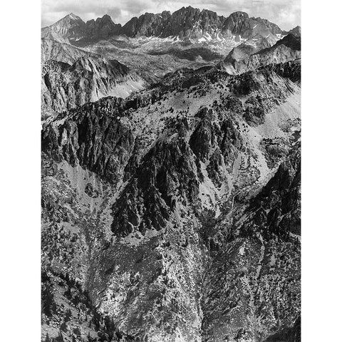 North Palisades from Windy Point, Kings River Canyon, proposed as a national park, California, 1936 Black Modern Wood Framed Art Print with Double Matting by Adams, Ansel