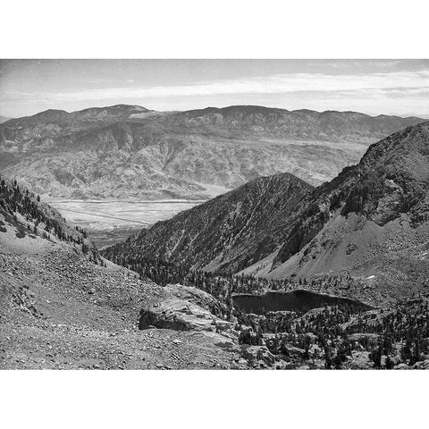 Owens Valley from Sawmill Pass, Kings River Canyon, proposed as a national park, California, 1936 White Modern Wood Framed Art Print by Adams, Ansel