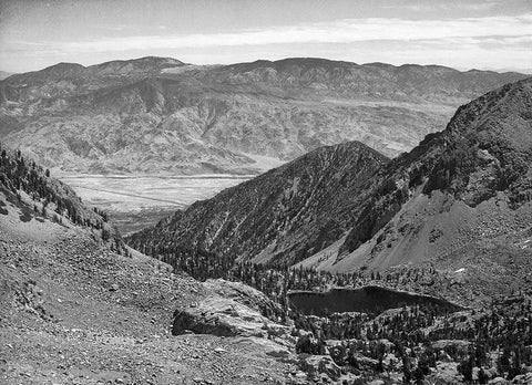 Owens Valley from Sawmill Pass, Kings River Canyon, proposed as a national park, California, 1936 White Modern Wood Framed Art Print with Double Matting by Adams, Ansel