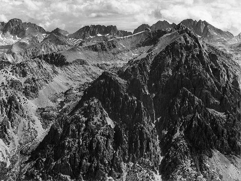 From Windy Point, Kings River Canyon, proposed as a national park, California, 1936 White Modern Wood Framed Art Print with Double Matting by Adams, Ansel