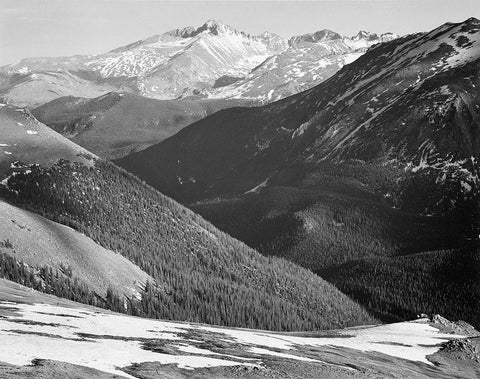 Longs Peak in Rocky Mountain National Park, Colorado, ca. 1941-1942 Black Ornate Wood Framed Art Print with Double Matting by Adams, Ansel