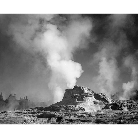 Castle Geyser Cove, Yellowstone National Park, Wyoming, ca. 1941-1942 Black Modern Wood Framed Art Print with Double Matting by Adams, Ansel