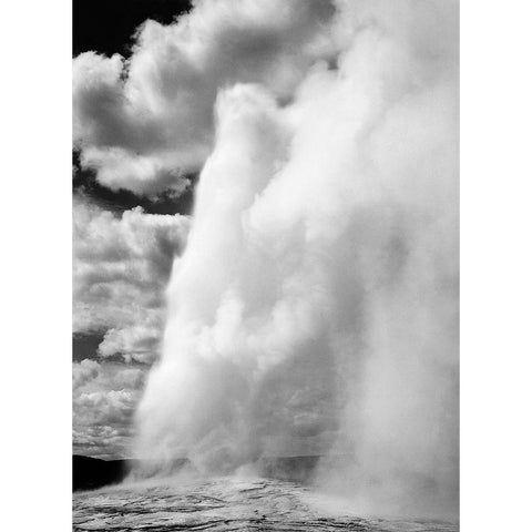 Old Faithful, Yellowstone National Park, Wyoming, ca. 1941-1942 Black Modern Wood Framed Art Print with Double Matting by Adams, Ansel