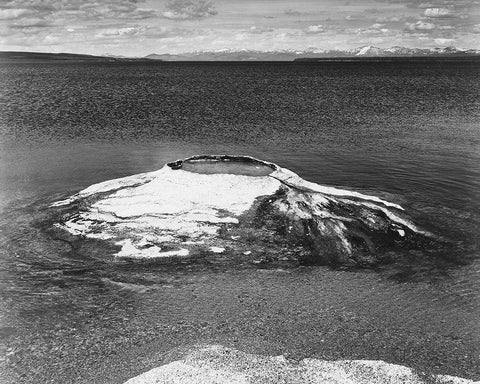 The Fishing Cone - Yellowstone Lake, Yellowstone National Park, Wyoming, ca. 1941-1942 White Modern Wood Framed Art Print with Double Matting by Adams, Ansel