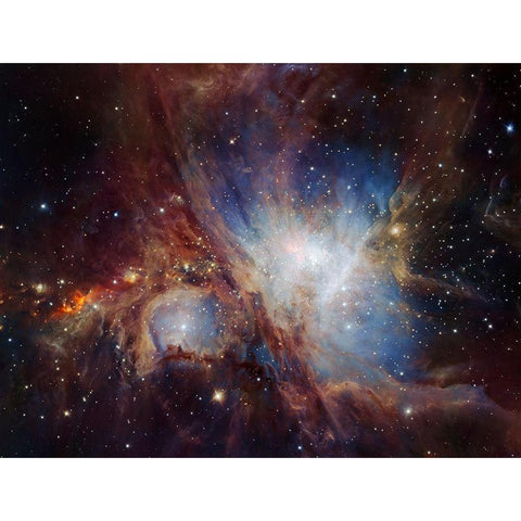 Deep infrared view of the Orion Nebula from HAWK-I Gold Ornate Wood Framed Art Print with Double Matting by ESO/H. Drass et al.