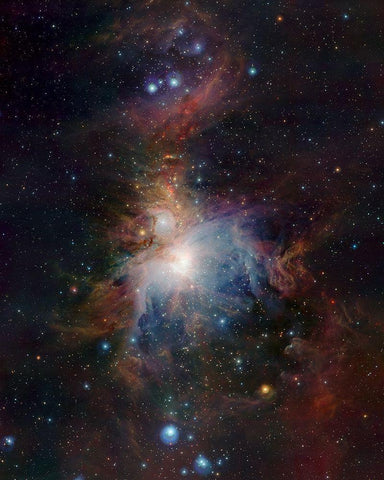 VISTAs infrared view of the Orion Nebula White Modern Wood Framed Art Print with Double Matting by ESO/J. Emerson/VISTAÂ 