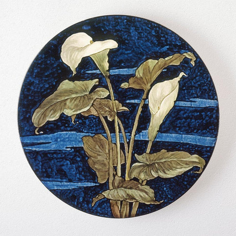 Charger - Calla Lily Pattern White Modern Wood Framed Art Print with Double Matting by Unknown 19th Century American Artisan