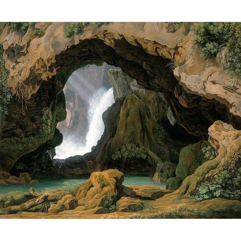 The Grotto of Neptune in Tivoli White Modern Wood Framed Art Print by von Rohden, Johann Martin