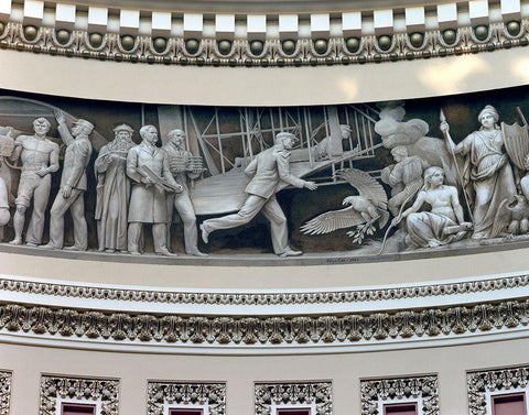 Wright Brothers frieze in U.S. Capitol dome, Washington, D.C. White Modern Wood Framed Art Print with Double Matting by Highmith, Carol