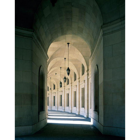 Arched architectural detail in the Federal Triangle located in Washington, D.C. Black Modern Wood Framed Art Print with Double Matting by Highmith, Carol