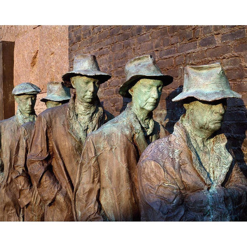 Breadline, F.D.R. Memorial, Washington, D.C. Black Modern Wood Framed Art Print with Double Matting by Highmith, Carol