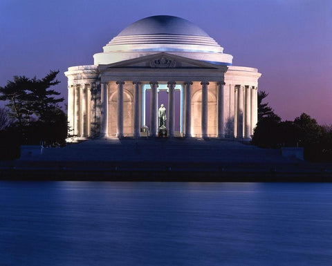 Jefferson Memorial, Washington, D.C. White Modern Wood Framed Art Print with Double Matting by Highmith, Carol