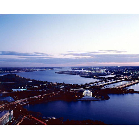 Jefferson Memorial taken from an open window in the Washington Monument, Washington, D.C. Gold Ornate Wood Framed Art Print with Double Matting by Highmith, Carol