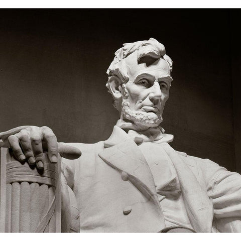 Lincoln Memorial statue by Daniel Chester French, Washington, D.C. White Modern Wood Framed Art Print by Highmith, Carol