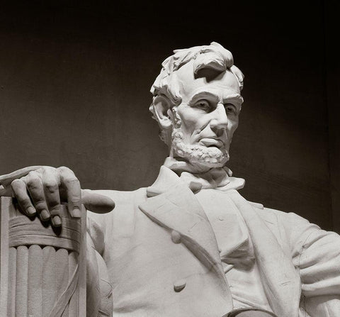 Lincoln Memorial statue by Daniel Chester French, Washington, D.C. White Modern Wood Framed Art Print with Double Matting by Highmith, Carol