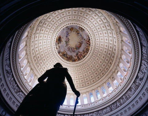 U.S. Capitol dome, Washington, D.C. White Modern Wood Framed Art Print with Double Matting by Highmith, Carol