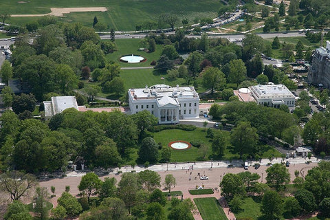 Aerial view of the White House, Washington, D.C. White Modern Wood Framed Art Print with Double Matting by Highmith, Carol