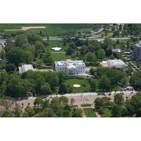 Aerial view of the White House, Washington, D.C. White Modern Wood Framed Art Print by Highmith, Carol