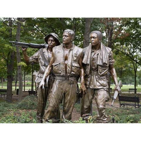 Vietnam memorial soldiers by Frederick Hart, Washington, D.C. Black Modern Wood Framed Art Print with Double Matting by Highmith, Carol