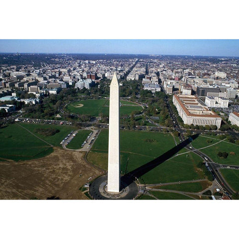 Aerial view of the Washington Monument, Washington, D.C. White Modern Wood Framed Art Print by Highmith, Carol