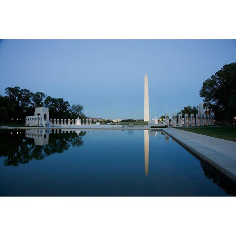 Reflecting pool on the National Mall with the Washington Monument reflected, Washington, D.C. Black Modern Wood Framed Art Print with Double Matting by Highmith, Carol