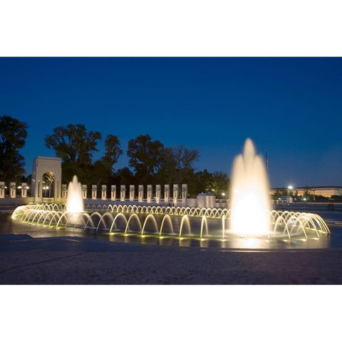 World War II Memorial Nigh), Washington, D.C. White Modern Wood Framed Art Print by Highmith, Carol