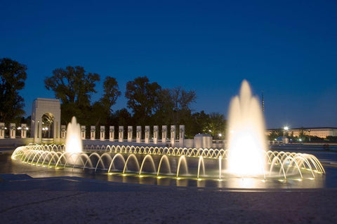 World War II Memorial Nigh), Washington, D.C. White Modern Wood Framed Art Print with Double Matting by Highmith, Carol