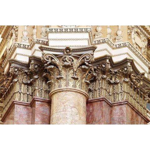 Main Reading Room. Detail of capitals of engaged columns. Library of Congress Thomas Jefferson Build Gold Ornate Wood Framed Art Print with Double Matting by Highmith, Carol