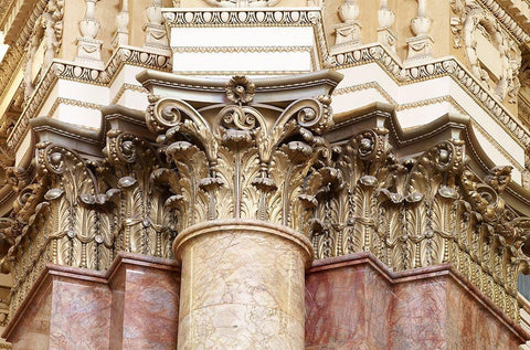 Main Reading Room. Detail of capitals of engaged columns. Library of Congress Thomas Jefferson Build Black Ornate Wood Framed Art Print with Double Matting by Highmith, Carol