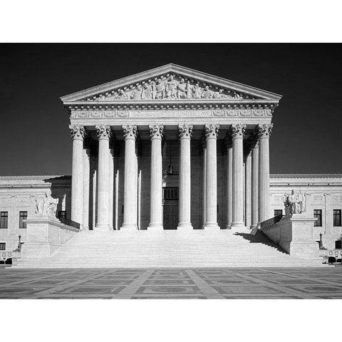 U.S. Supreme Court building, Washington, D.C. - Black and White Variant White Modern Wood Framed Art Print by Highmith, Carol