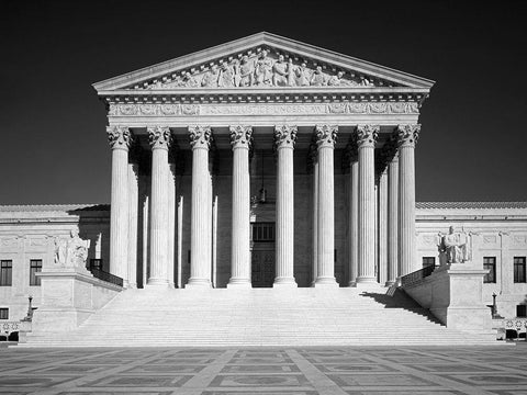 U.S. Supreme Court building, Washington, D.C. - Black and White Variant Black Ornate Wood Framed Art Print with Double Matting by Highmith, Carol