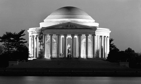 Jefferson Memorial, Washington, D.C. - Black and White Variant Black Ornate Wood Framed Art Print with Double Matting by Highmith, Carol