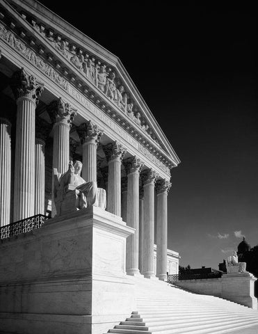 U.S. Supreme Court building, Washington, D.C. - Black and White Variant Black Ornate Wood Framed Art Print with Double Matting by Highmith, Carol