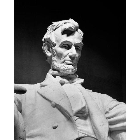 Lincoln Memorial statue by Daniel Chester French, Washington, D.C. - Black and White Variant Gold Ornate Wood Framed Art Print with Double Matting by Highmith, Carol