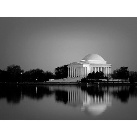 Jefferson Memorial, Washington, D.C. Number 2 - Black and White Variant Black Modern Wood Framed Art Print with Double Matting by Highmith, Carol