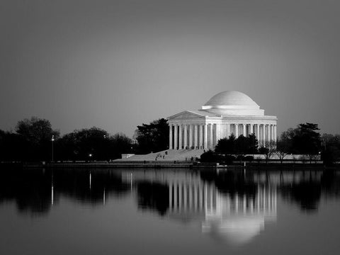 Jefferson Memorial, Washington, D.C. Number 2 - Black and White Variant White Modern Wood Framed Art Print with Double Matting by Highmith, Carol