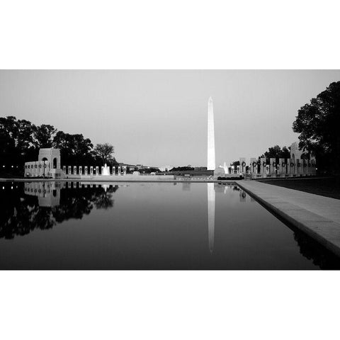 Reflecting pool on the National Mall with the Washington Monument reflected, Washington, D.C. - Blac White Modern Wood Framed Art Print by Highmith, Carol