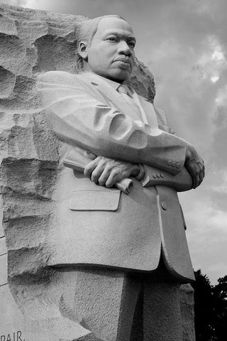 Martin Luther King, Jr. Memorial, Washington, D.C. - Black and White Variant White Modern Wood Framed Art Print with Double Matting by Highmith, Carol