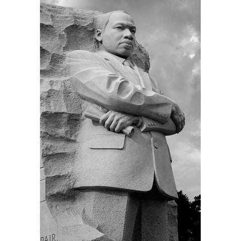 Martin Luther King, Jr. Memorial, Washington, D.C. - Black and White Variant Black Modern Wood Framed Art Print with Double Matting by Highmith, Carol