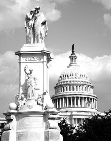 The Peace Monument located in Peace Circle on the grounds of the U.S. Capitol, First St. and Pennsyl Black Ornate Wood Framed Art Print with Double Matting by Highmith, Carol