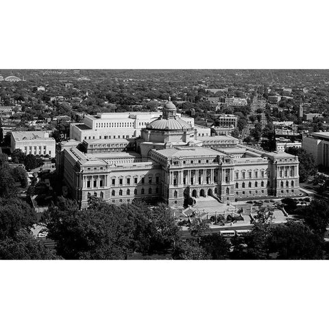 View of the Library of Congress Thomas Jefferson Building from the U.S. Capitol dome, Washington, D. White Modern Wood Framed Art Print by Highmith, Carol